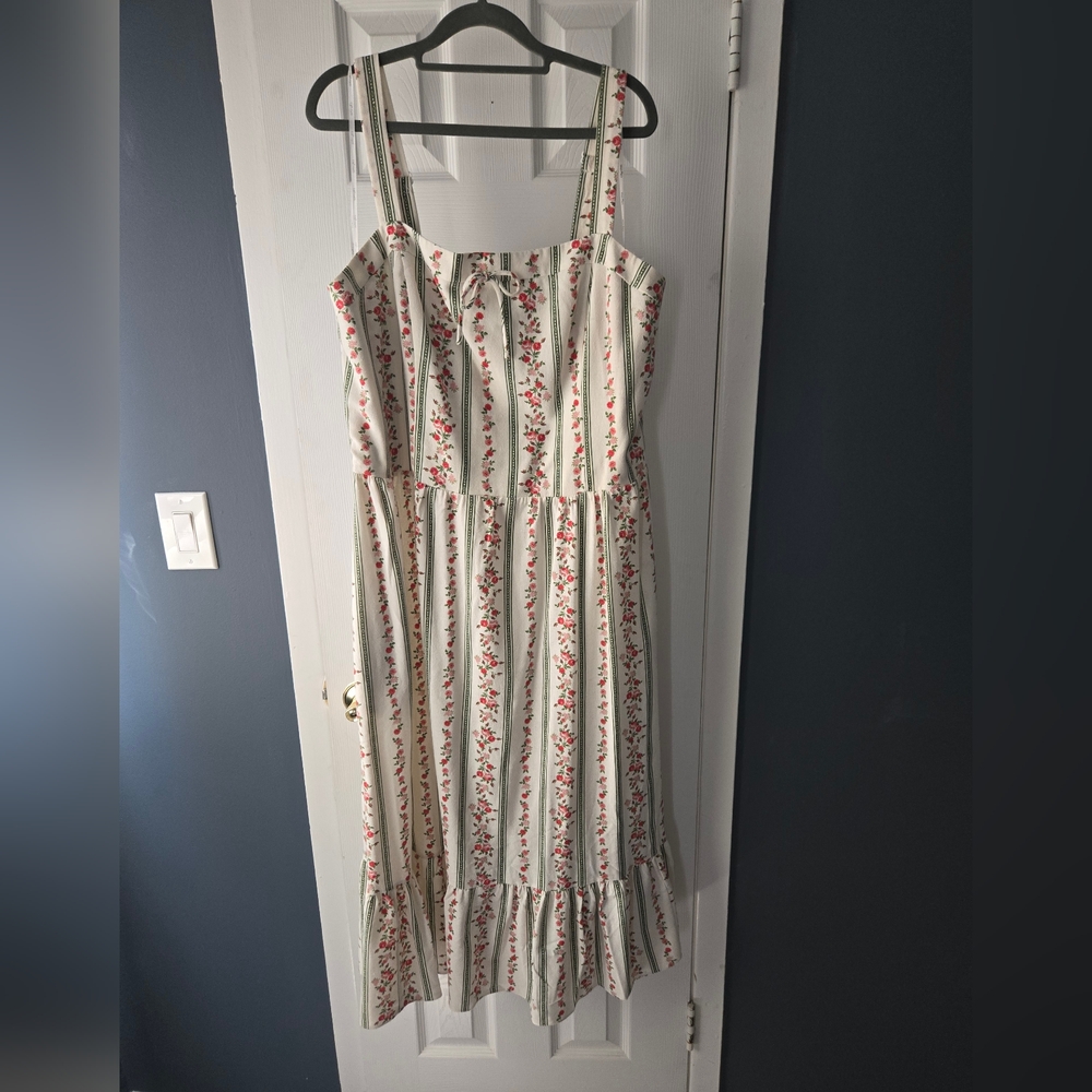 City Chi Floral Striped Linen Maxi Dress